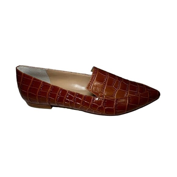Marc Fisher, Zurri Pointed Toe Flats in Cognac Croco Embossed Leather 7 NEW‎ - Picture 2 of 7
